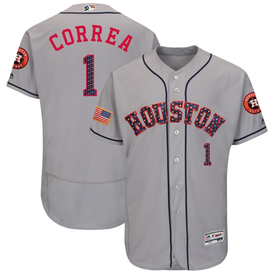 Carlos Correa Houston Astros Majestic 2018 Stars & Stripes Flex Base Player Jersey - Gray