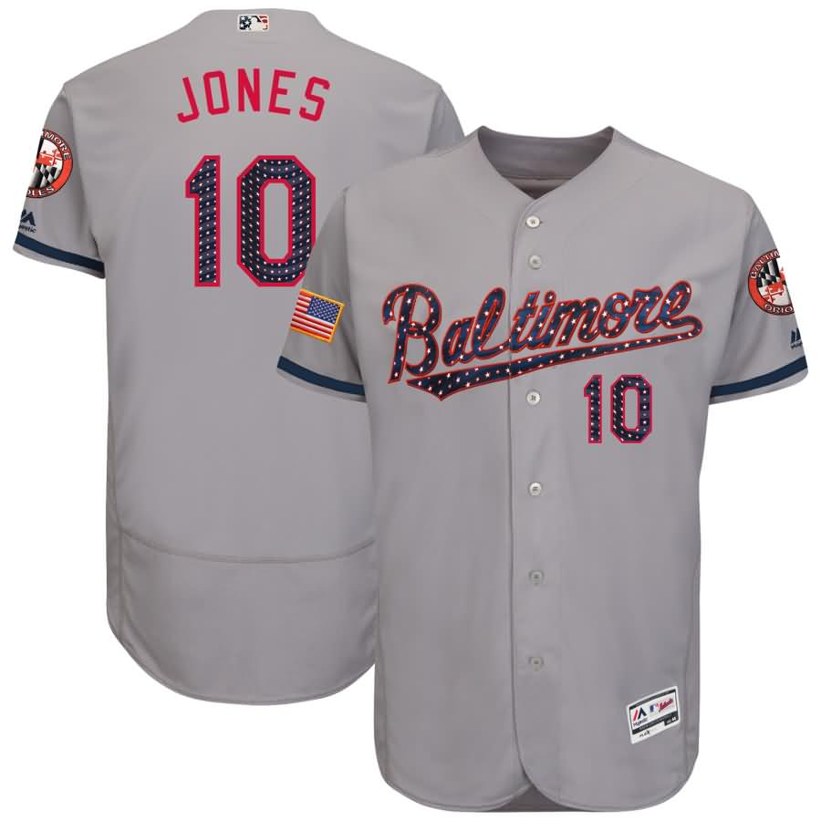 Adam Jones Baltimore Orioles Majestic 2018 Stars & Stripes Flex Base Player Jersey - Gray