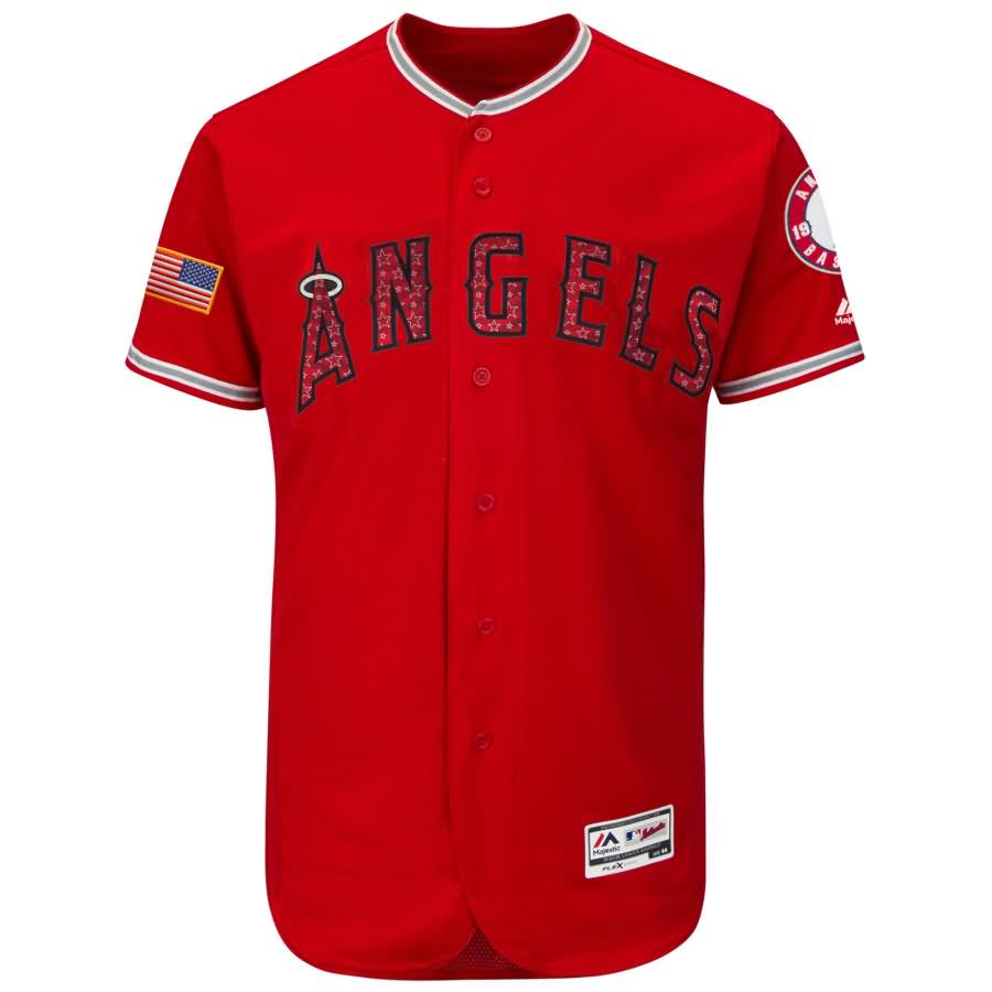 Los Angeles Angels Majestic 2018 Stars & Stripes Flex Base Team Jersey - Scarlet