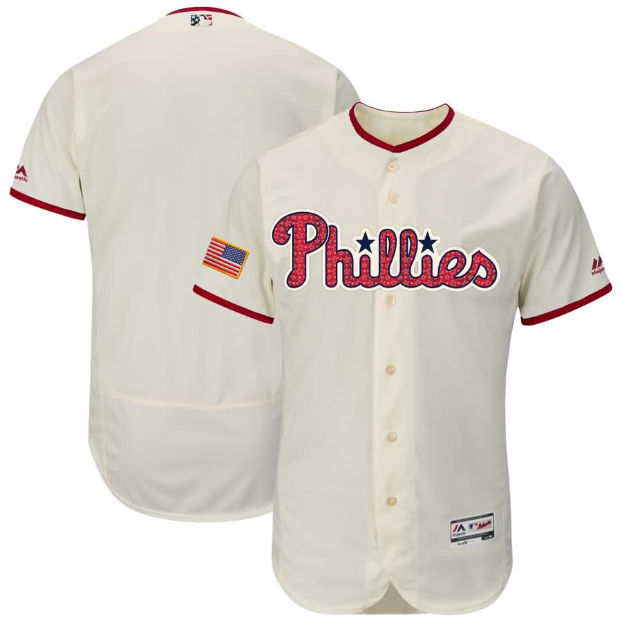Philadelphia Phillies Majestic 2018 Stars & Stripes Flex Base Team Jersey - Cream