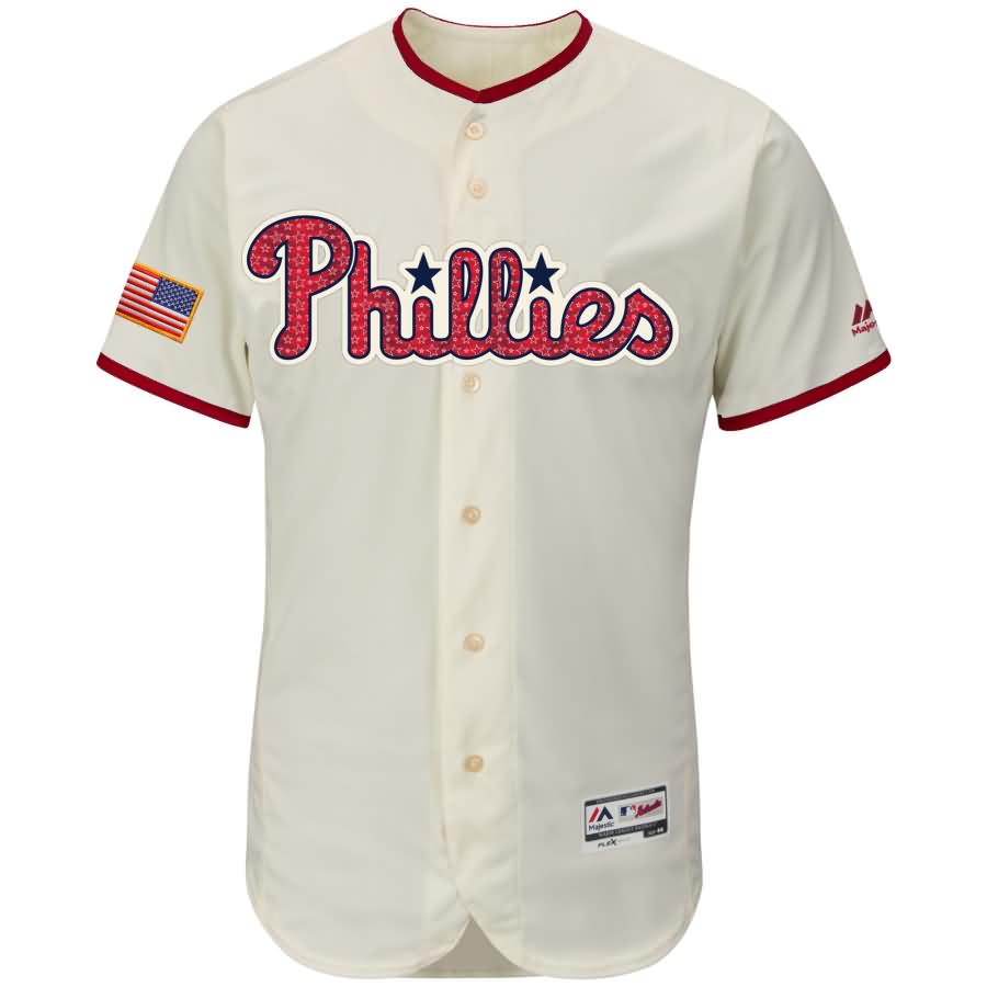 Philadelphia Phillies Majestic 2018 Stars & Stripes Flex Base Team Jersey - Cream