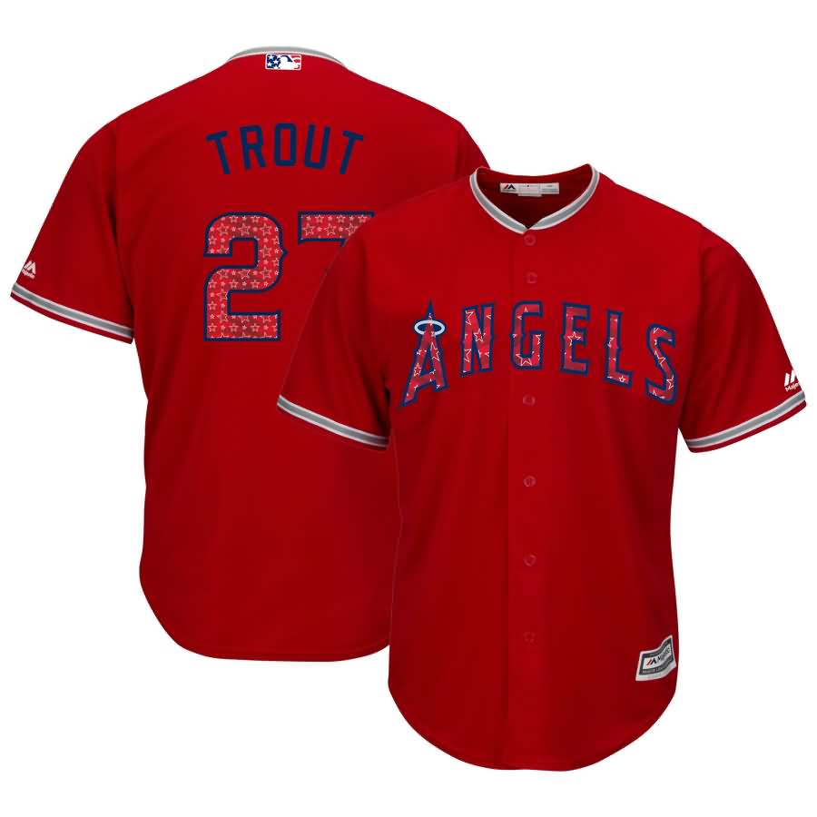 Mike Trout Los Angeles Angels Majestic 2018 Stars & Stripes Cool Base Player Jersey - Scarlet