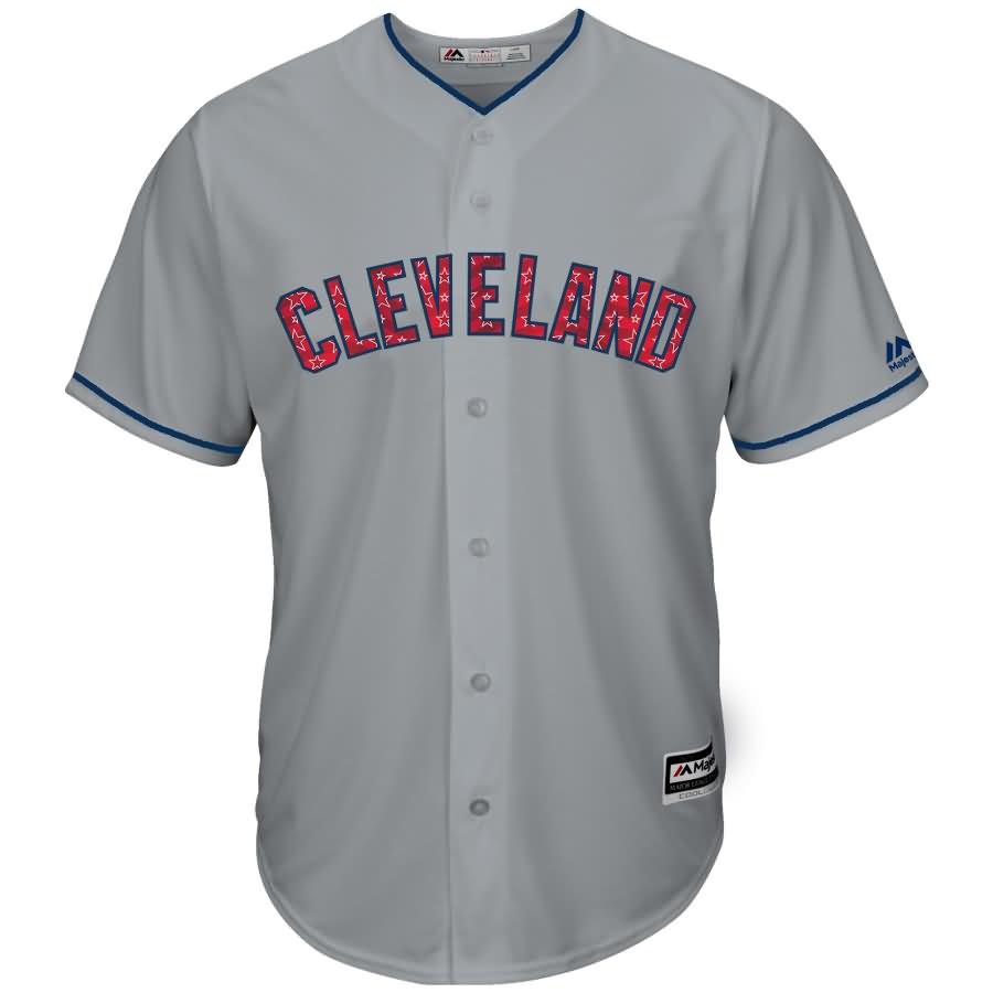 Francisco Lindor Cleveland Indians Majestic 2018 Stars & Stripes Cool Base Player Jersey - Gray