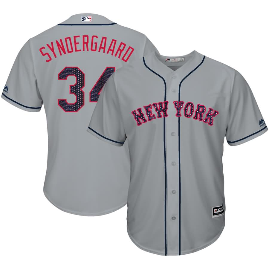 Noah Syndergaard New York Mets Majestic 2018 Stars & Stripes Cool Base Player Jersey - Gray