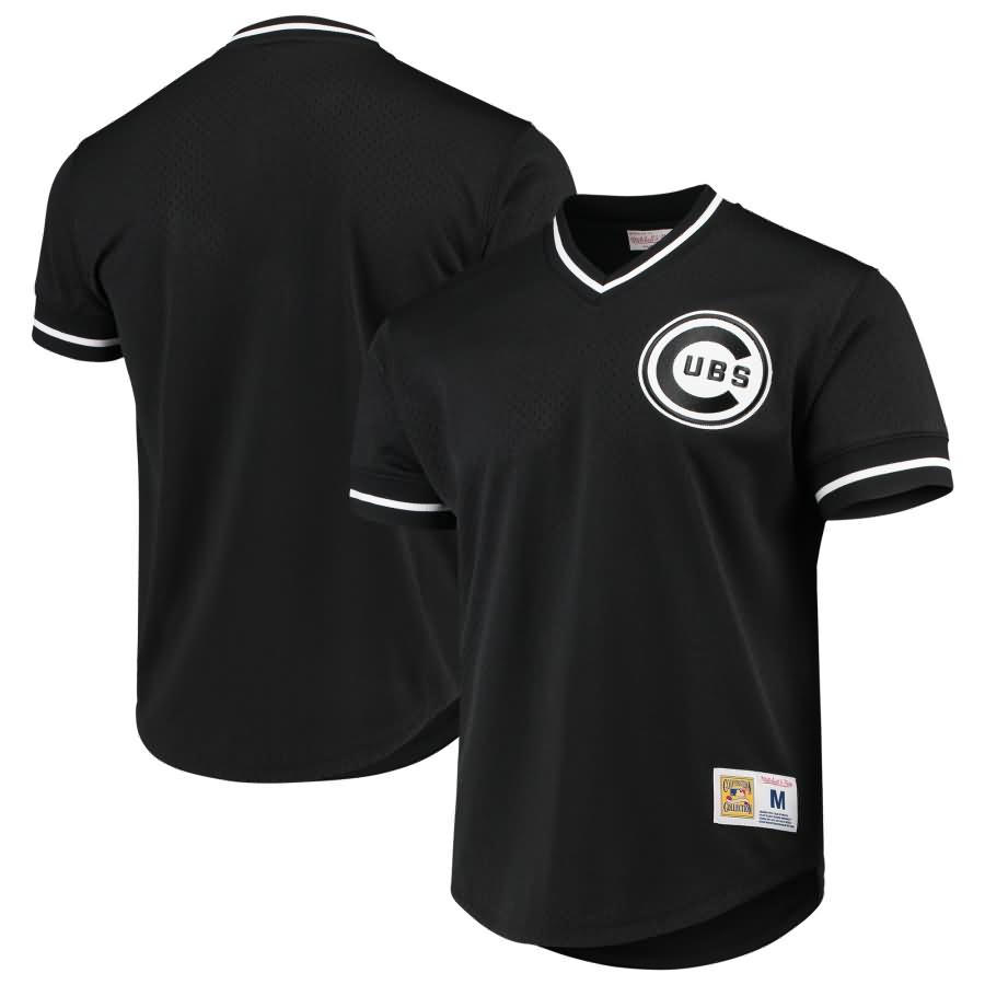 Chicago Cubs Mitchell & Ness Mesh V-Neck Jersey - Black