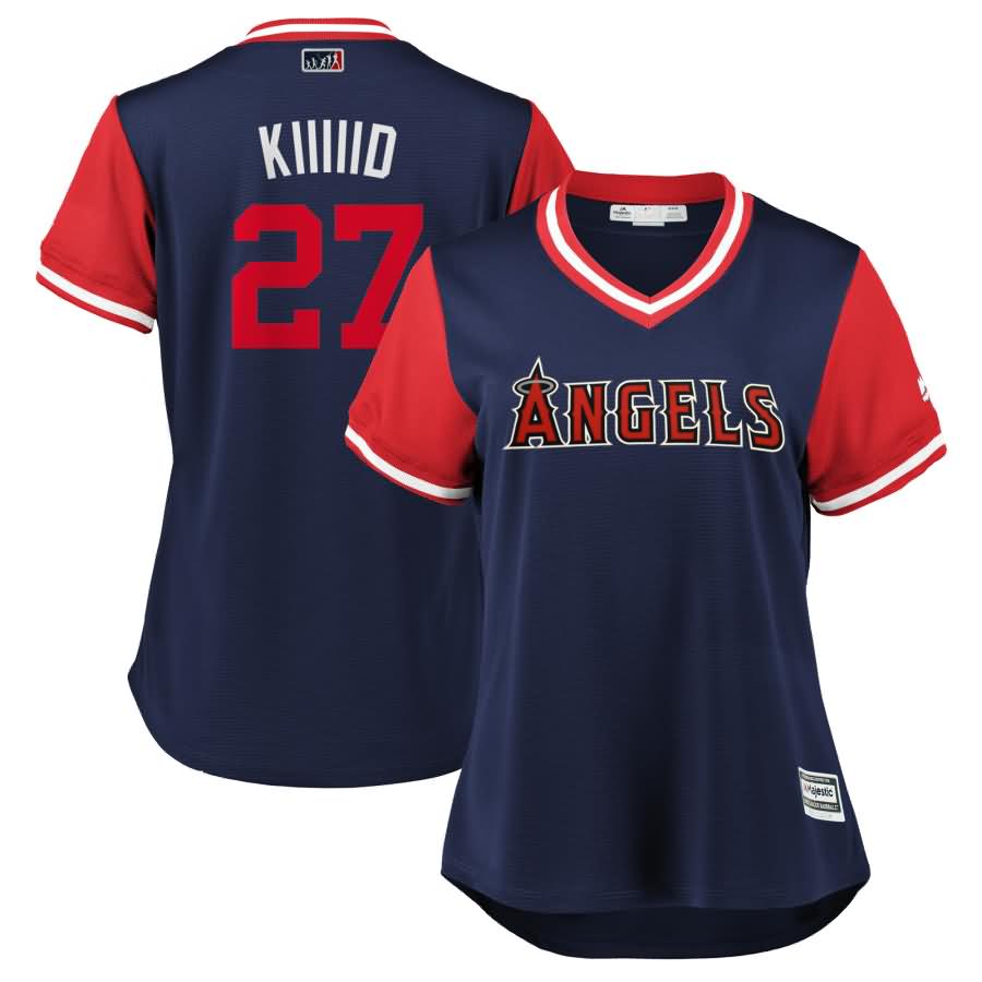 Mike Trout "Kiiiiid" Los Angeles Angels Majestic Women's 2018 Players' Weekend Cool Base Jersey - Navy/Red