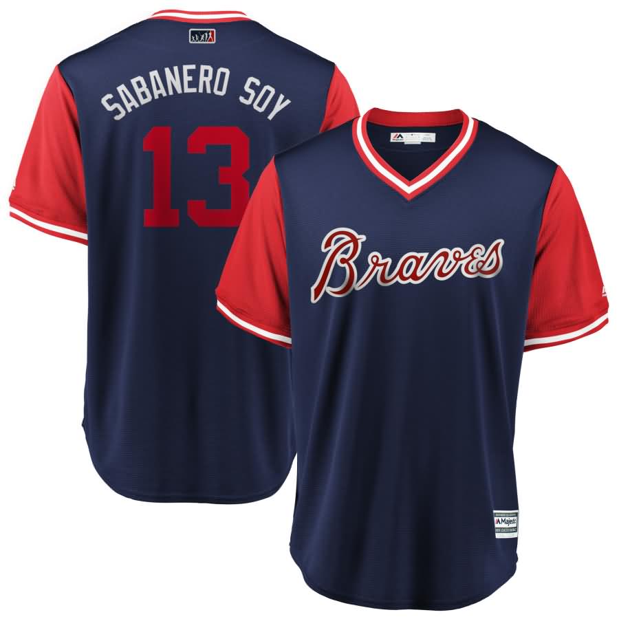 Ronald Acuna Jr. "Sabanero Soy" Atlanta Braves Majestic 2018 Players' Weekend Cool Base Jersey - Navy/Red