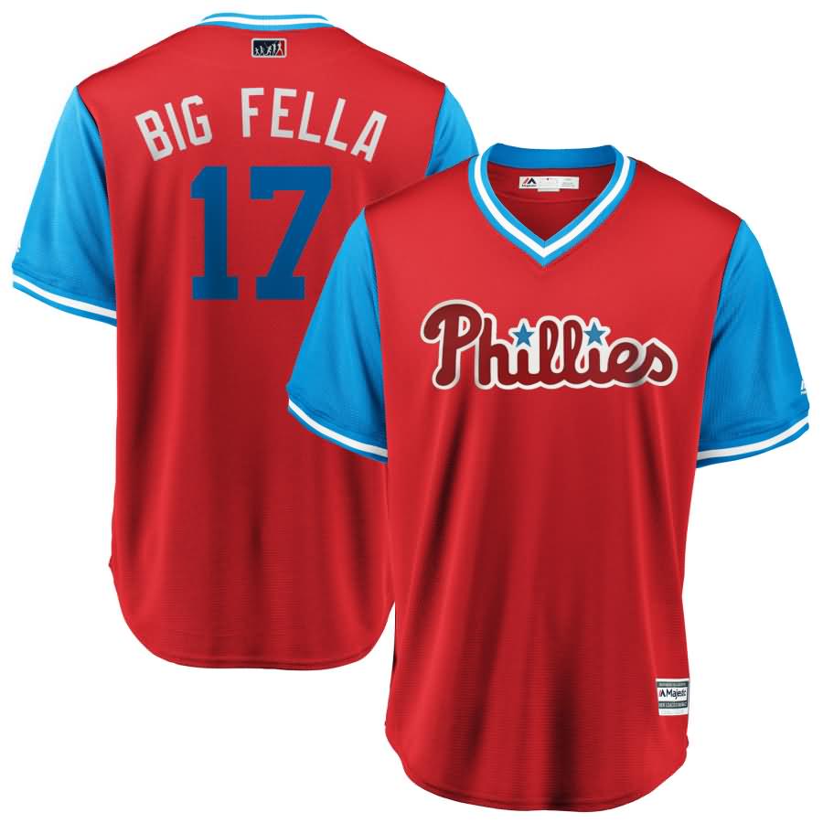 Rhys Hoskins "Big Fella" Philadelphia Phillies Majestic 2018 Players' Weekend Cool Base Jersey - Scarlet/Light Blue