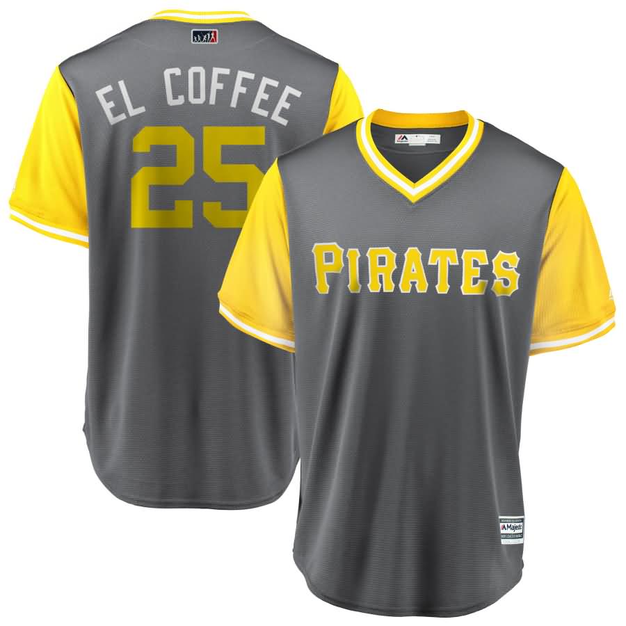 Gregory Polanco "El Coffee" Pittsburgh Pirates Majestic 2018 Players' Weekend Cool Base Jersey - Gray/Yellow