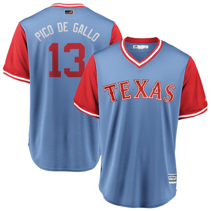 Joey Gallo "Pico de Gallo" Texas Rangers Majestic 2018 Players' Weekend Cool Base Jersey - Light Blue/Red