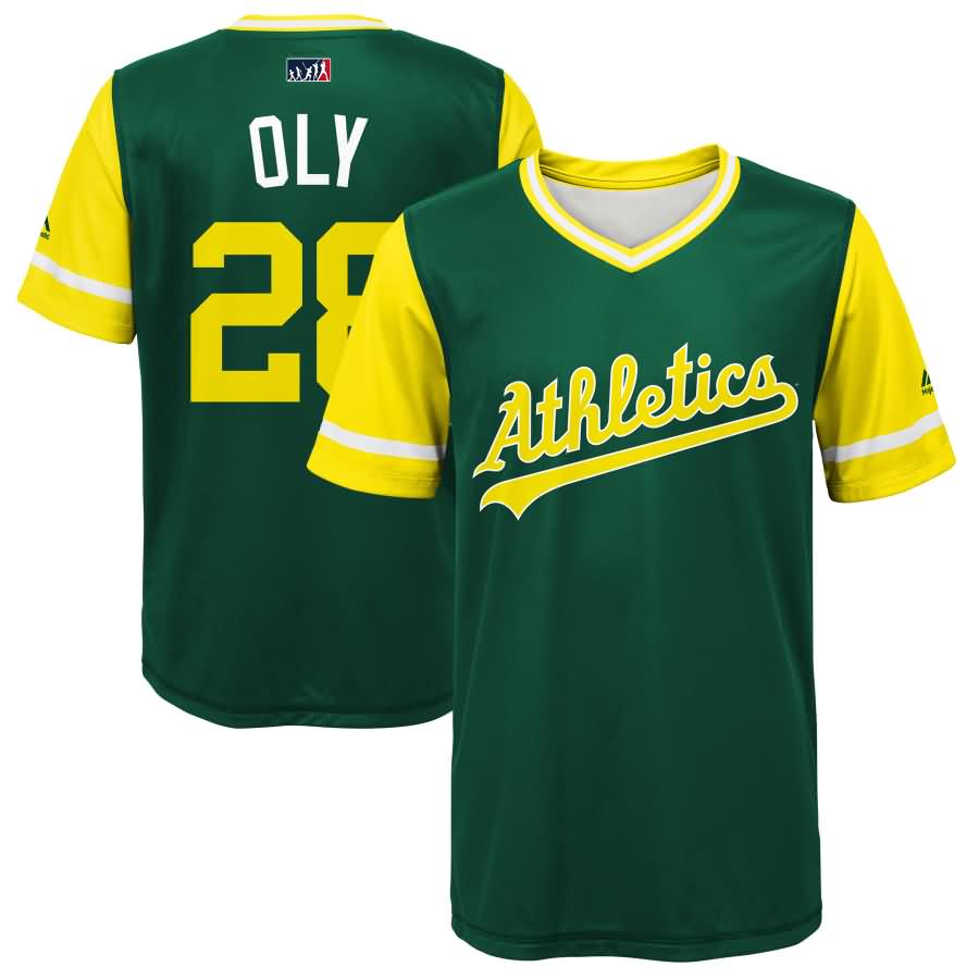 Matt Olson "Oly" Oakland Athletics Majestic Youth 2018 Players' Weekend Jersey - Green/Yellow