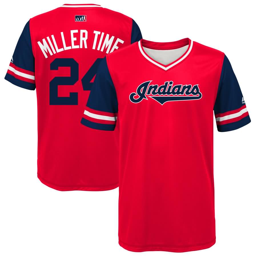 Andrew Miller "Miller Time" Cleveland Indians Majestic Youth 2018 Players' Weekend Jersey - Red/Navy