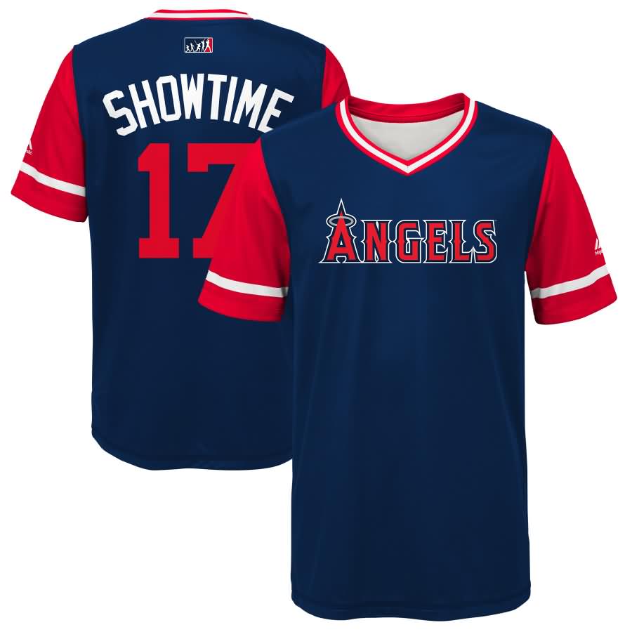 Shohei Ohtani "Showtime" Los Angeles Angels Majestic Youth 2018 Players' Weekend Jersey - Navy/Red