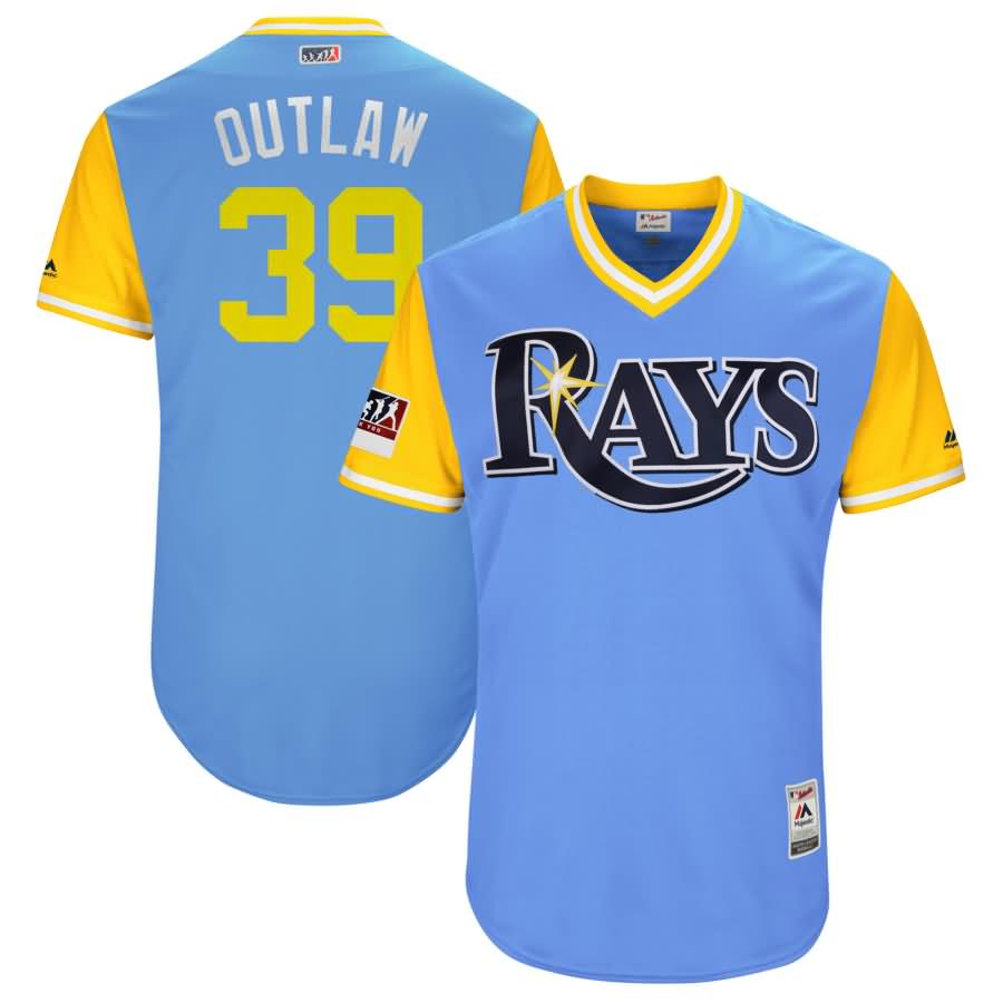 Kevin Kiermaier "Outlaw" Tampa Bay Rays Majestic 2018 Players' Weekend Authentic Jersey - Light Blue/Yellow
