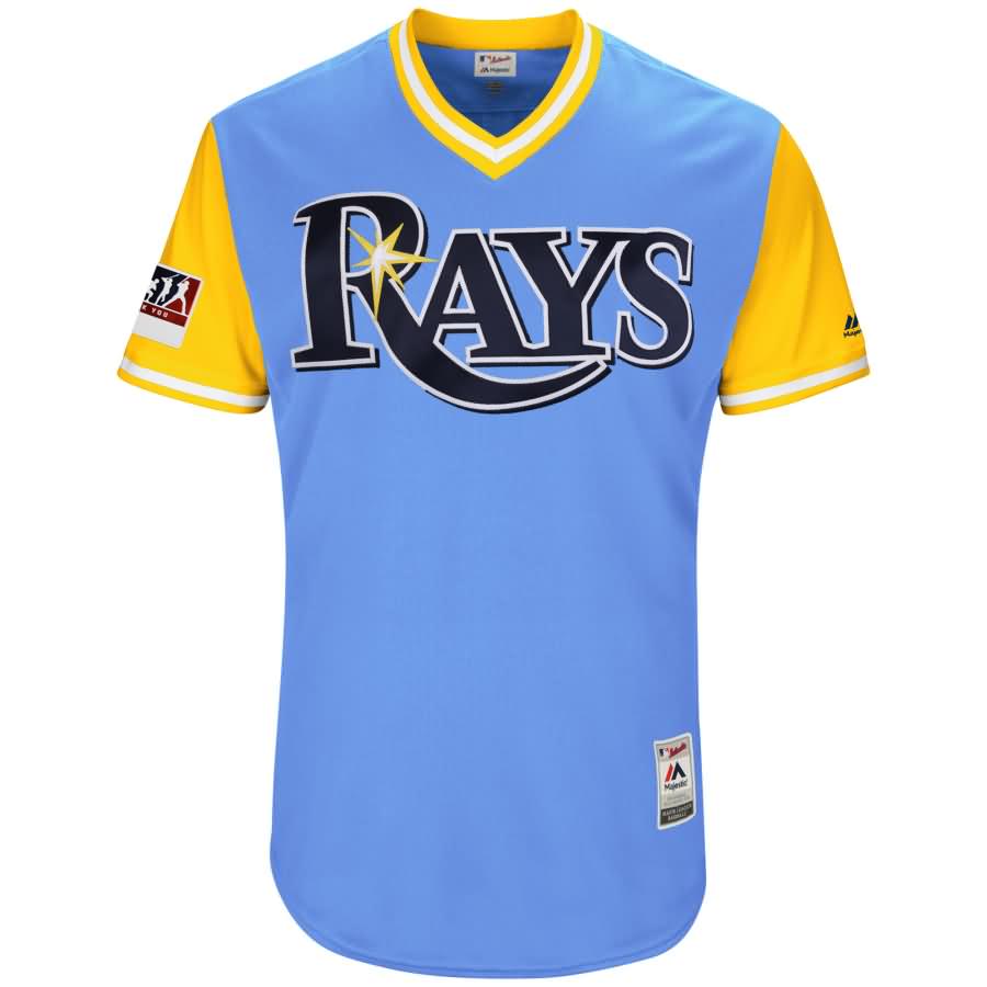 Kevin Kiermaier "Outlaw" Tampa Bay Rays Majestic 2018 Players' Weekend Authentic Jersey - Light Blue/Yellow