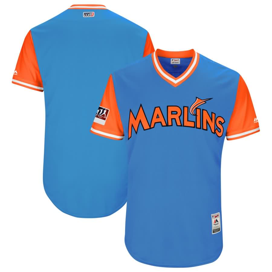 Miami Marlins Majestic 2018 Players' Weekend Authentic Team Jersey - Light Blue/Orange