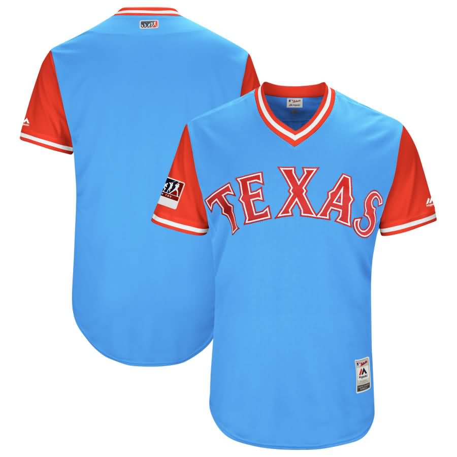 Texas Rangers Majestic 2018 Players' Weekend Authentic Team Jersey - Light Blue/Red