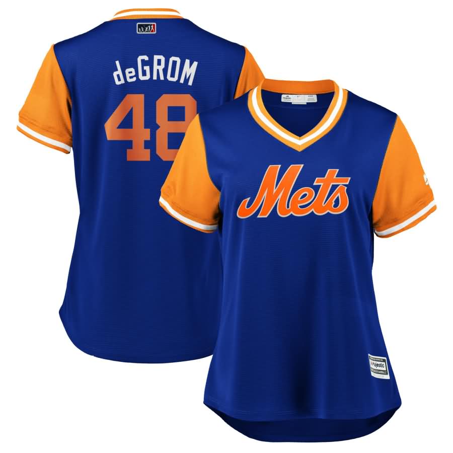 Jacob deGrom "deGrom" New York Mets Majestic Women's 2018 Players' Weekend Cool Base Jersey - Royal/Orange