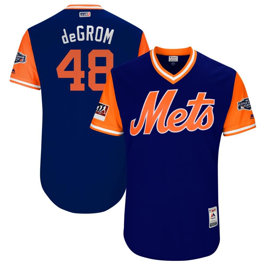Jacob deGrom "deGrom" New York Mets Majestic 2018 MLB Little League Classic Authentic Jersey - Royal/Orange