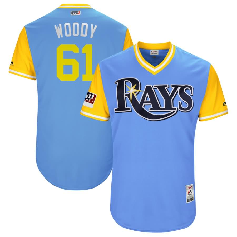 Hunter Wood "Woody" Tampa Bay Rays Majestic 2018 Players' Weekend Authentic Flex Base Jersey - Light Blue/Yellow