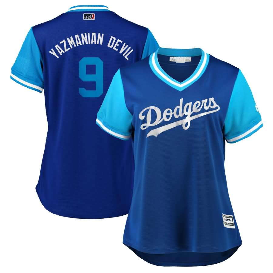 Yasmani Grandal "Yazmanian Devil" Los Angeles Dodgers Majestic Women's 2018 Players' Weekend Cool Base Jersey - Royal/Light Blue