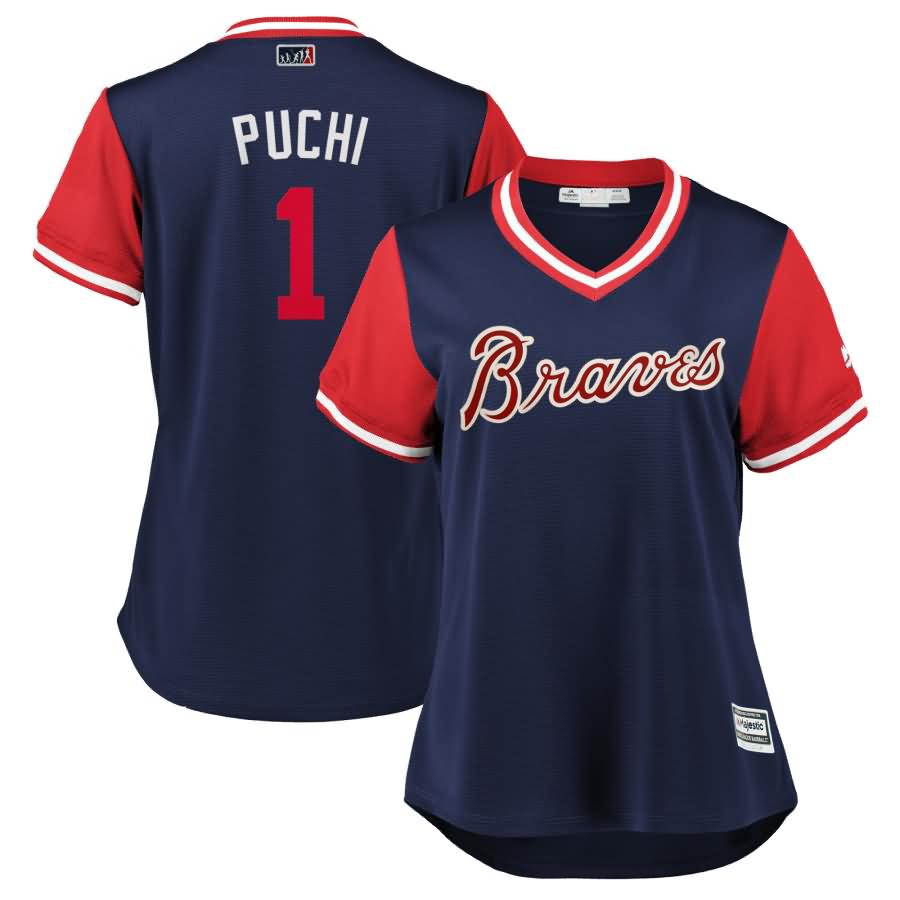 Ozzie Albies "Puchi" Atlanta Braves Majestic Women's 2018 Players' Weekend Cool Base Jersey - Navy/Red
