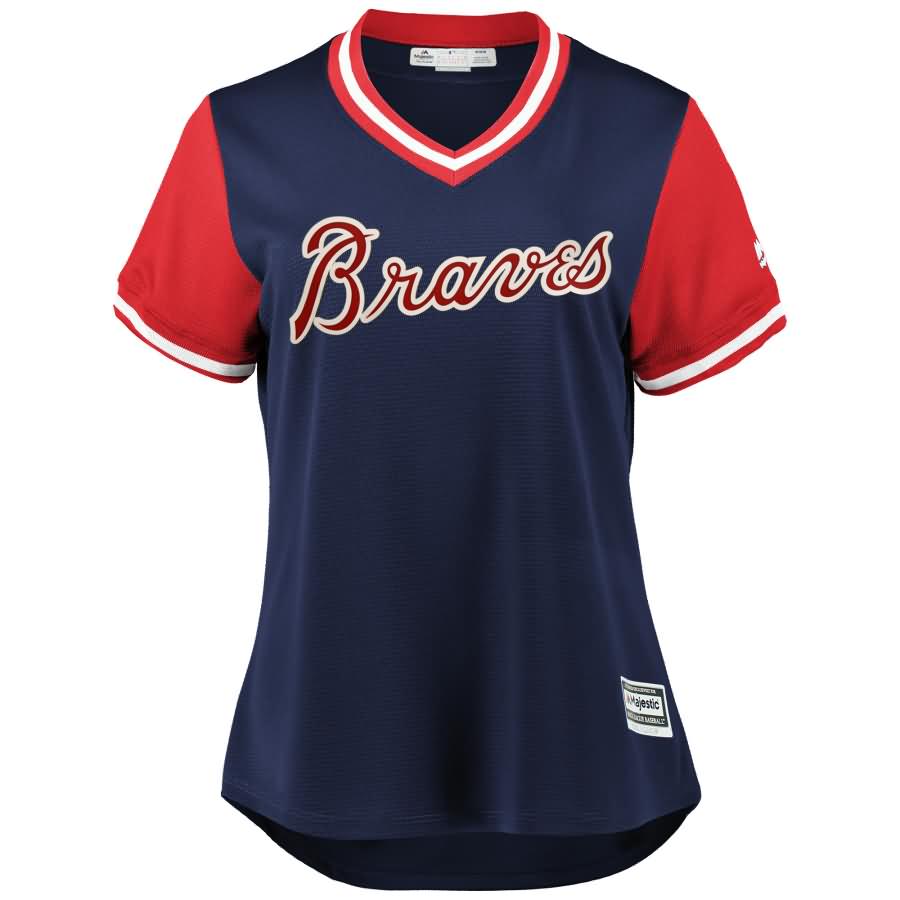 Ozzie Albies "Puchi" Atlanta Braves Majestic Women's 2018 Players' Weekend Cool Base Jersey - Navy/Red