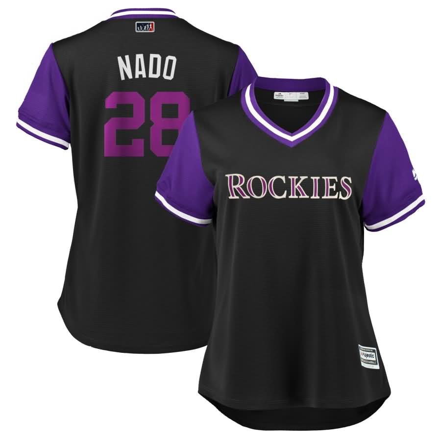Nolan Arenado "Nado" Colorado Rockies Majestic Women's 2018 Players' Weekend Cool Base Jersey - Black/Purple