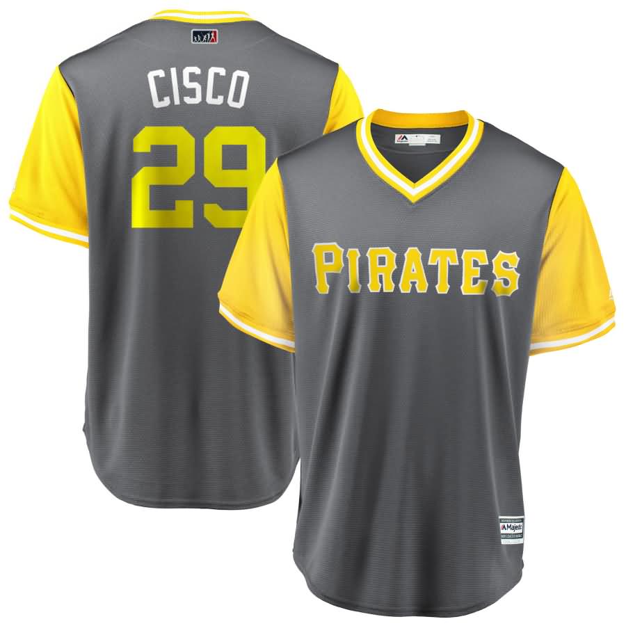 Francisco Cervelli "Cisco" Pittsburgh Pirates Majestic 2018 Players' Weekend Cool Base Jersey - Gray/Yellow