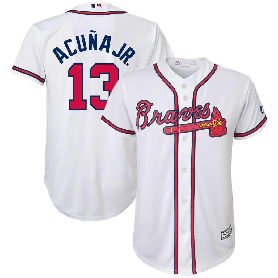 Ronald Acuna Jr. Atlanta Braves Majestic Youth Home Official Team Cool Base Player Jersey - White