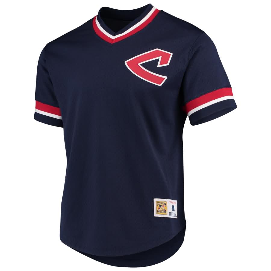 Cleveland Indians Mitchell & Ness Cooperstown Collection Mesh V-Neck Jersey - Navy