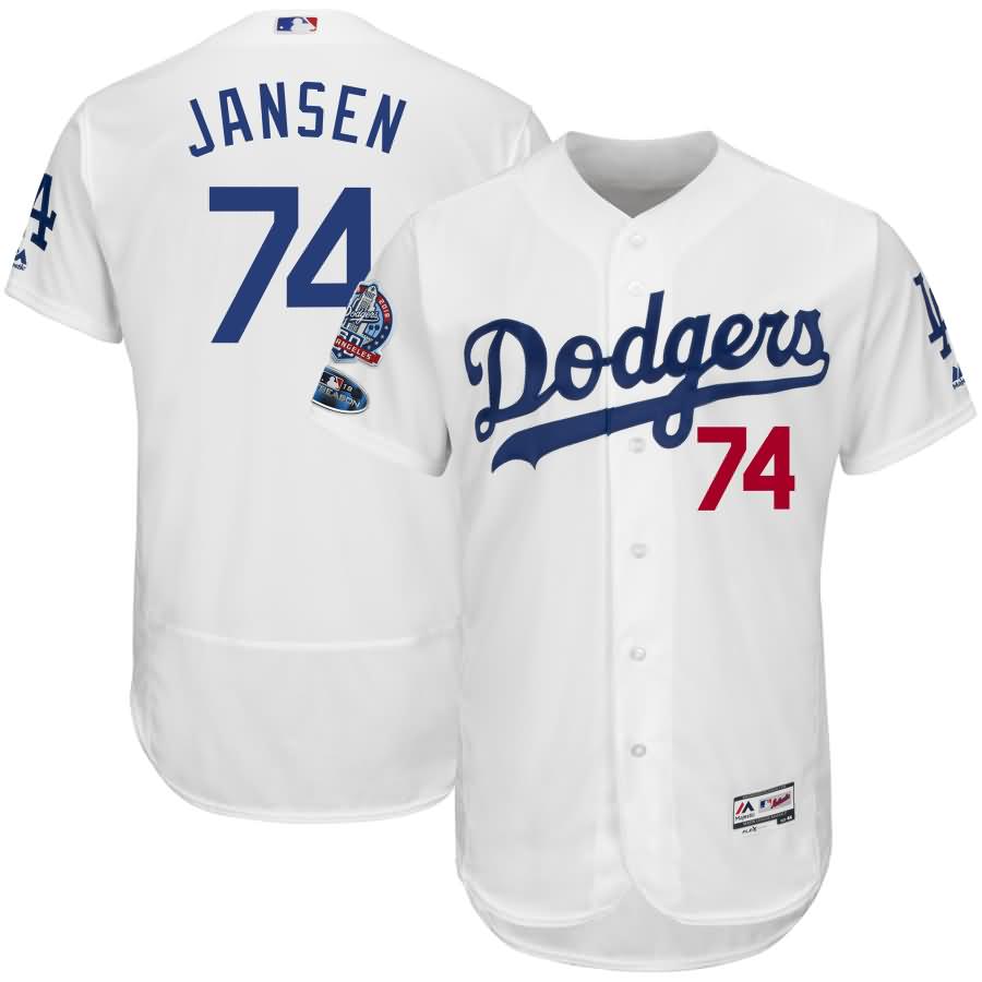 Kenley Jansen Los Angeles Dodgers Majestic 2018 Postseason Authentic Flex Base Player Jersey - White