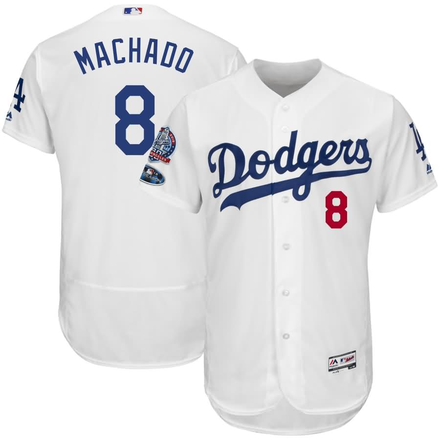 Manny Machado Los Angeles Dodgers Majestic 2018 Postseason Authentic Flex Base Player Jersey - White