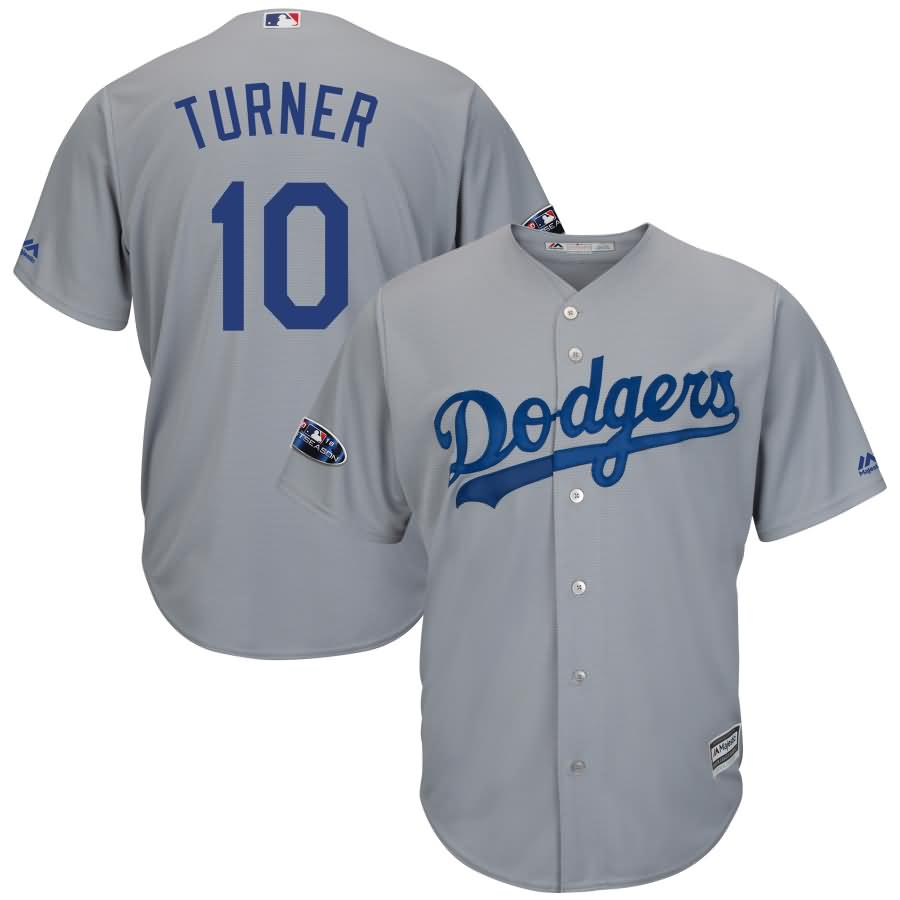 Justin Turner Los Angeles Dodgers Majestic 2018 Postseason Cool Base Player Jersey - Gray