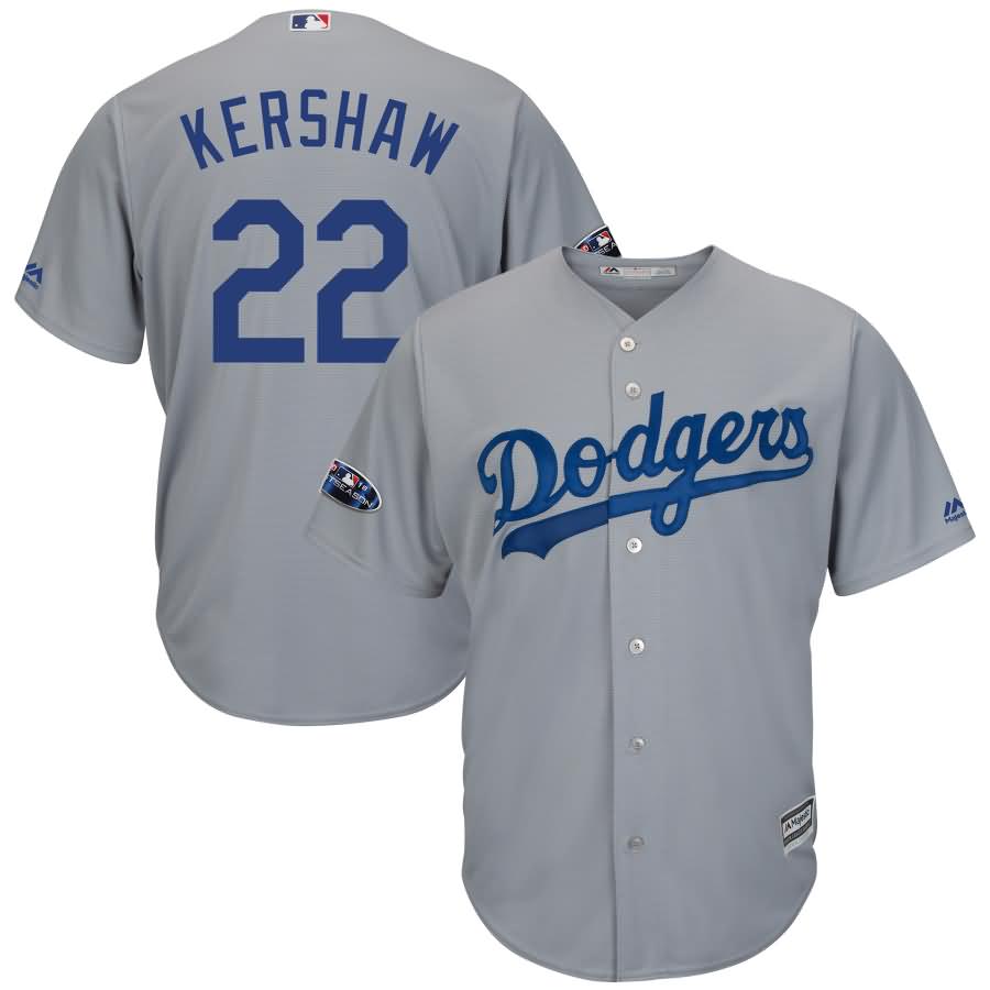 Clayton Kershaw Los Angeles Dodgers Majestic 2018 Postseason Cool Base Player Jersey - Gray