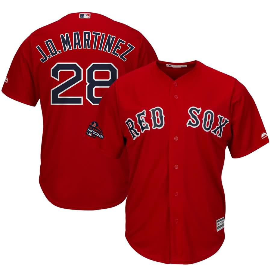 J.D. Martinez Boston Red Sox Majestic 2018 World Series Champions Team Logo Player Jersey - Scarlet