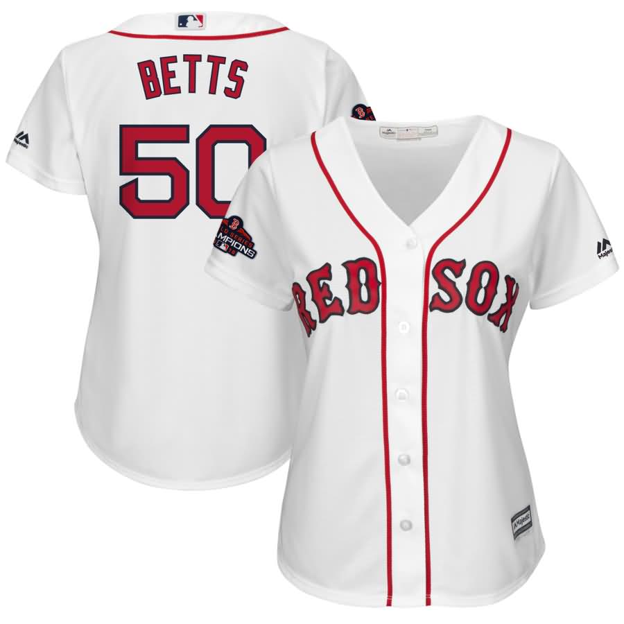 Mookie Betts Boston Red Sox Majestic Women's 2018 World Series Champions Team Logo Player Jersey - White