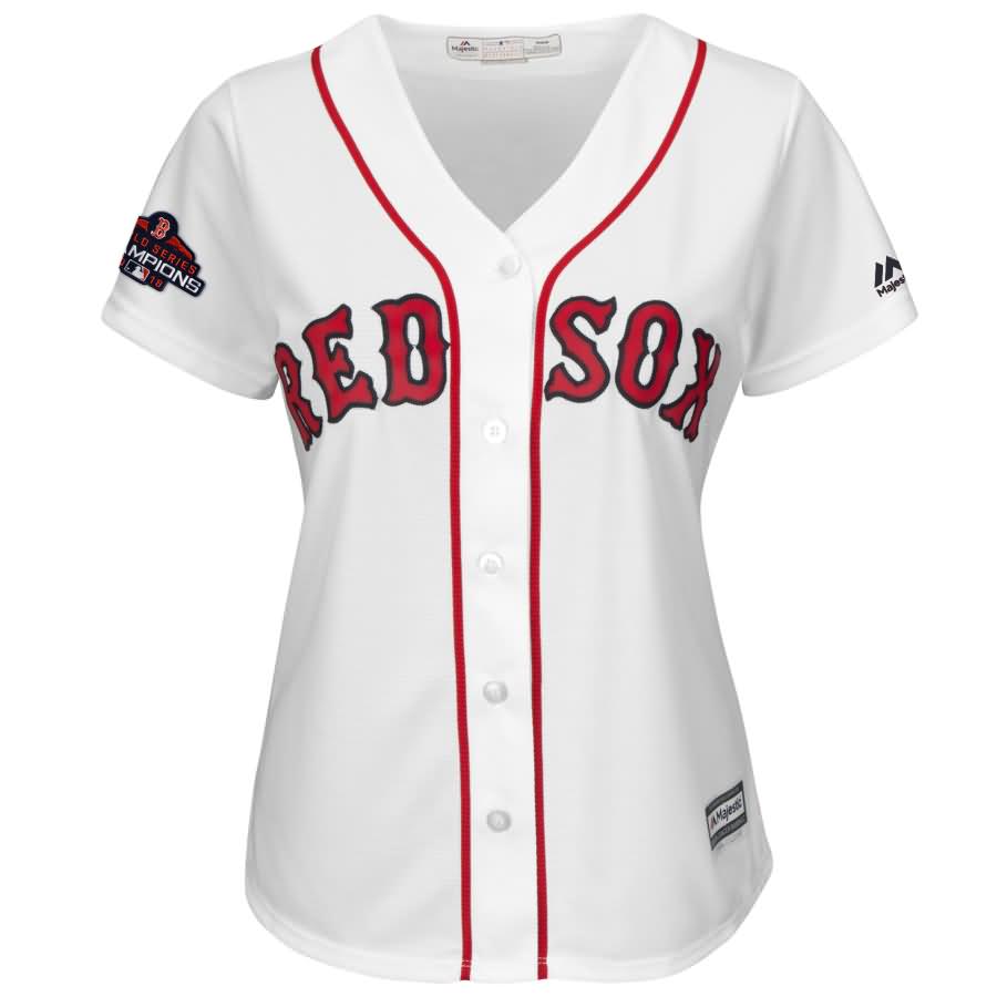 Boston Red Sox Majestic Women's 2018 World Series Champions Team Logo Jersey - White
