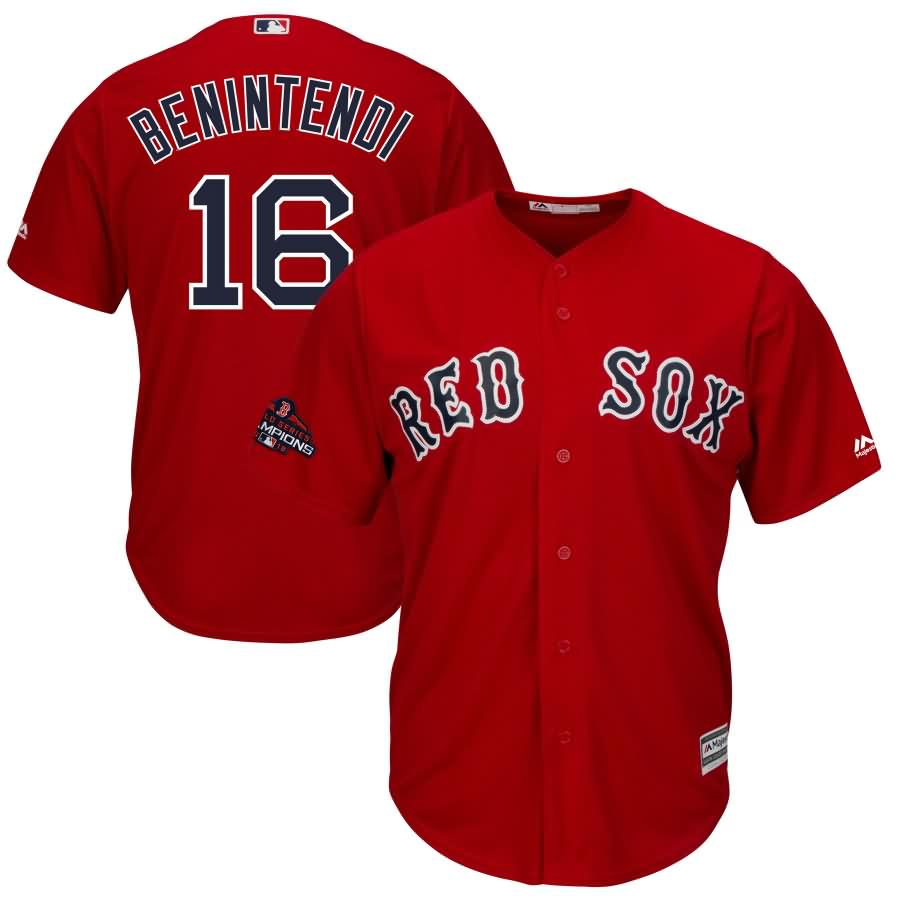 Andrew Benintendi Boston Red Sox Majestic 2018 World Series Champions Team Logo Player Jersey - Scarlet