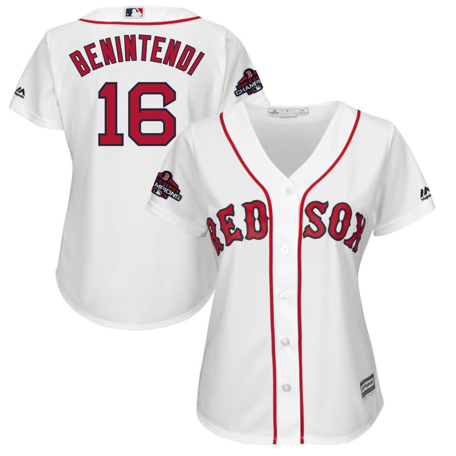 Andrew Benintendi Boston Red Sox Majestic Women's 2018 World Series Champions Team Logo Player Jersey - White