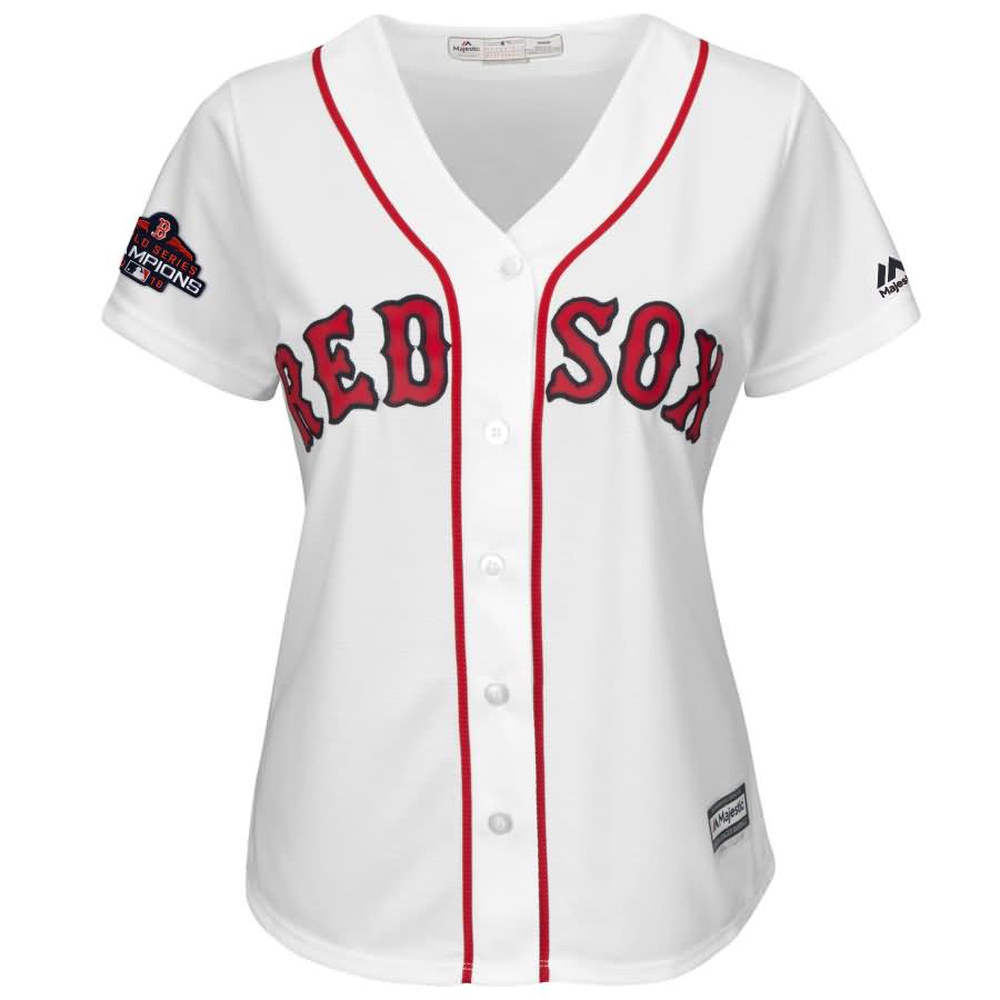 Andrew Benintendi Boston Red Sox Majestic Women's 2018 World Series Champions Team Logo Player Jersey - White