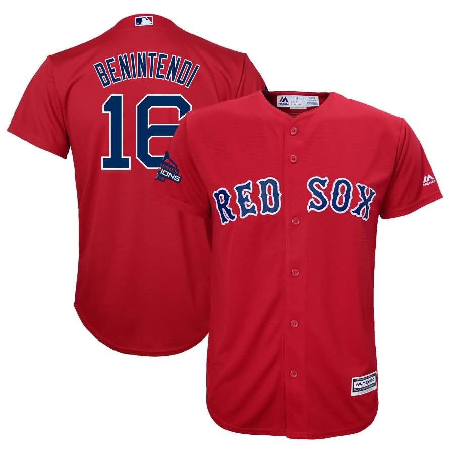 Andrew Benintendi Boston Red Sox Majestic Youth 2018 World Series Champions Team Logo Player Jersey - Scarlet