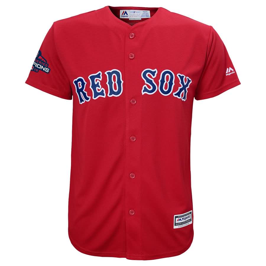 J.D. Martinez Boston Red Sox Majestic Youth 2018 World Series Champions Team Logo Player Jersey - Scarlet