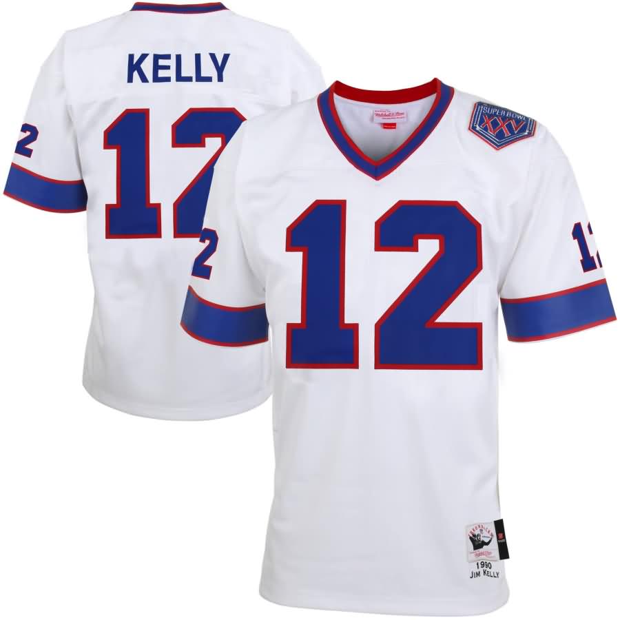 Jim Kelly Buffalo Bills Mitchell & Ness Super Bowl XXV Patch Authentic Throwback Jersey - White