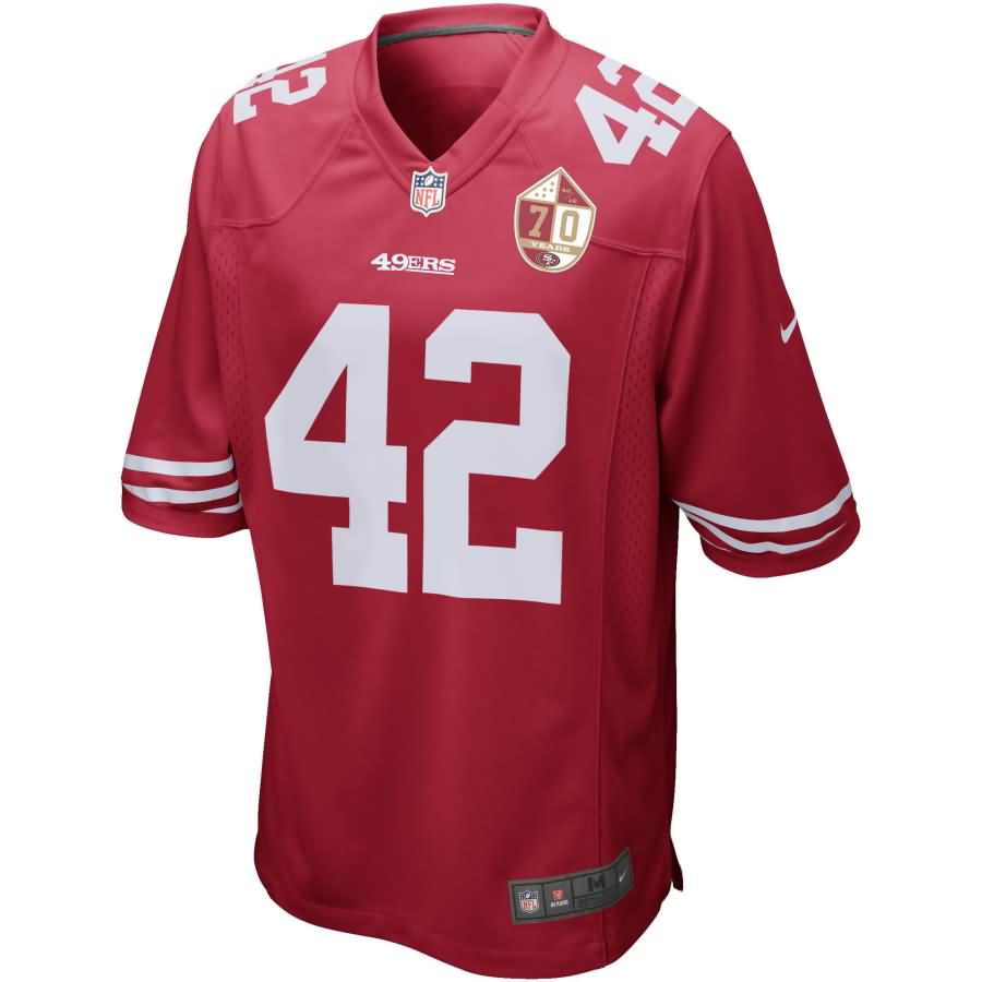 Ronnie Lott San Francisco 49ers Nike 70th Anniversary Patch Retired Game Jersey - Scarlet