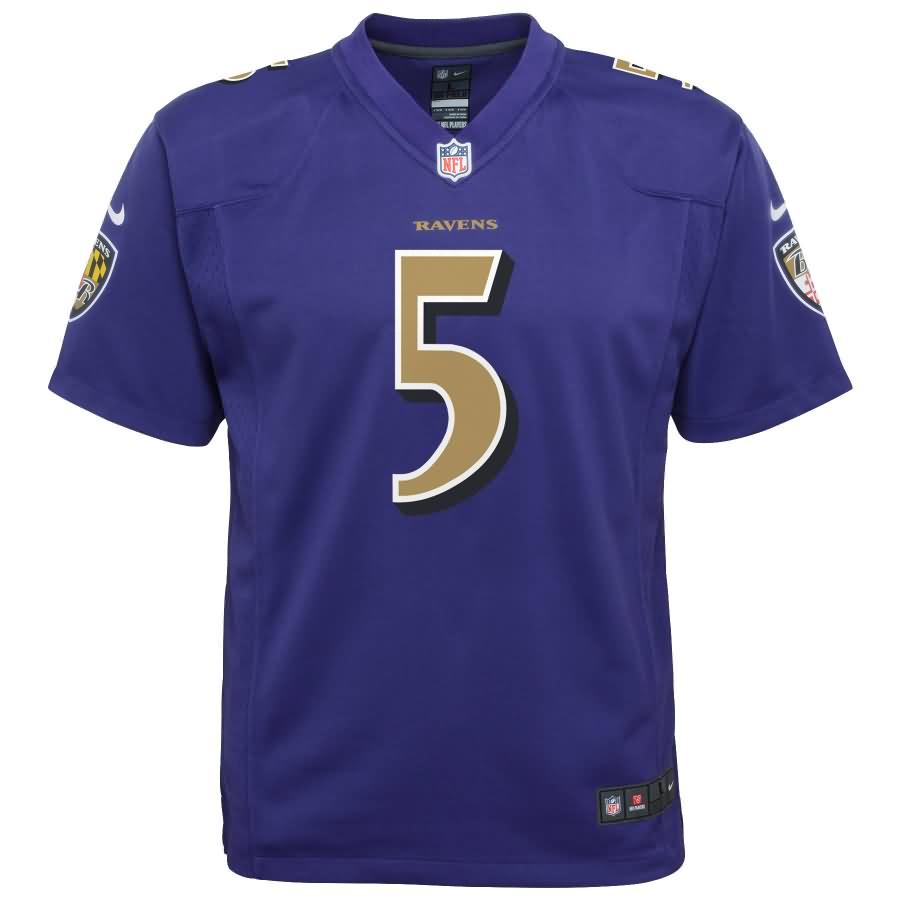 Joe Flacco Baltimore Ravens Nike Youth Color Rush Game Jersey - Purple