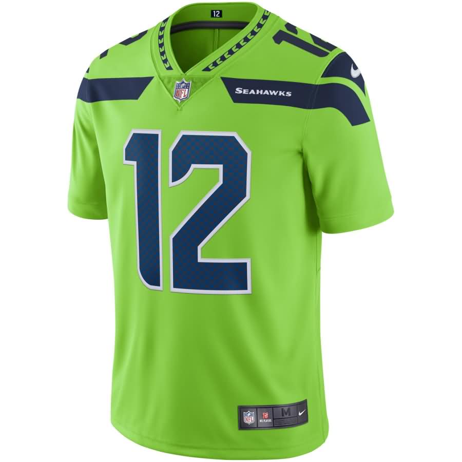 12s Seattle Seahawks Nike Vapor Untouchable Color Rush Limited Player Jersey - Neon Green