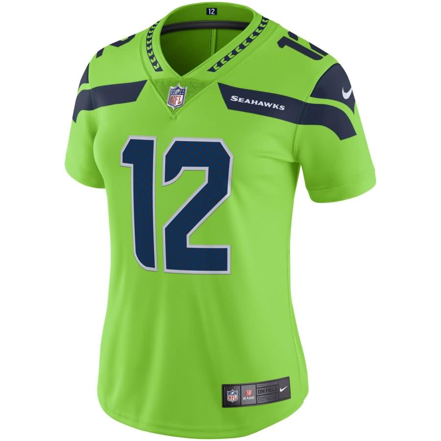 12s Seattle Seahawks Nike Women's Vapor Untouchable Color Rush Limited Player Jersey - Neon Green