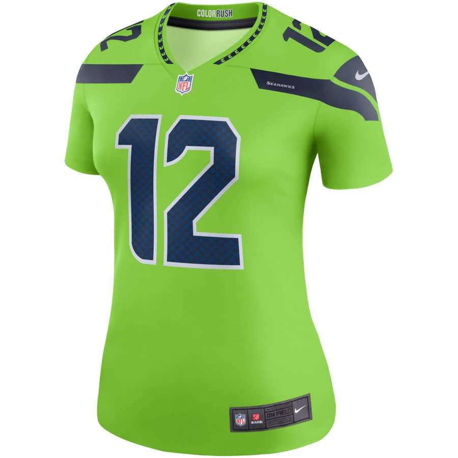 12s Seattle Seahawks Nike Women's Color Rush Legend Jersey - Neon Green