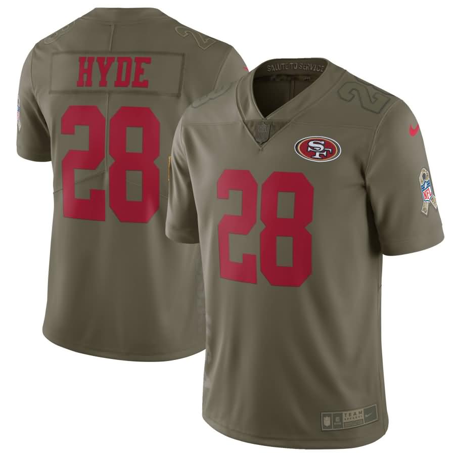 Carlos Hyde San Francisco 49ers Nike Salute To Service Limited Jersey - Olive